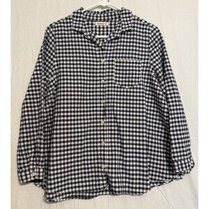 Samansa Mos2 Women’s Blue/White Check Cotton Woven Button-Up Long Sleeve M